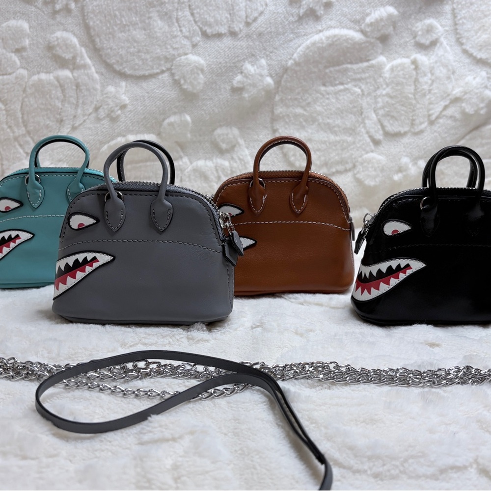 Genuine Swift Leather Snarky Shark Bag Charm - Picture 3 of 13